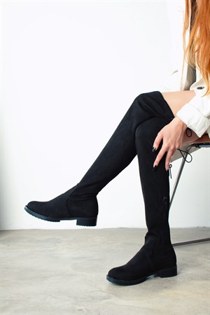Ava Süet Siyah Kadın Çorap Çizme